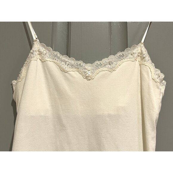 Aeropostale Lace Trim Cami Tank Size Large Cream Y2K Preppy 90S Coquette - Picture 7 of 14